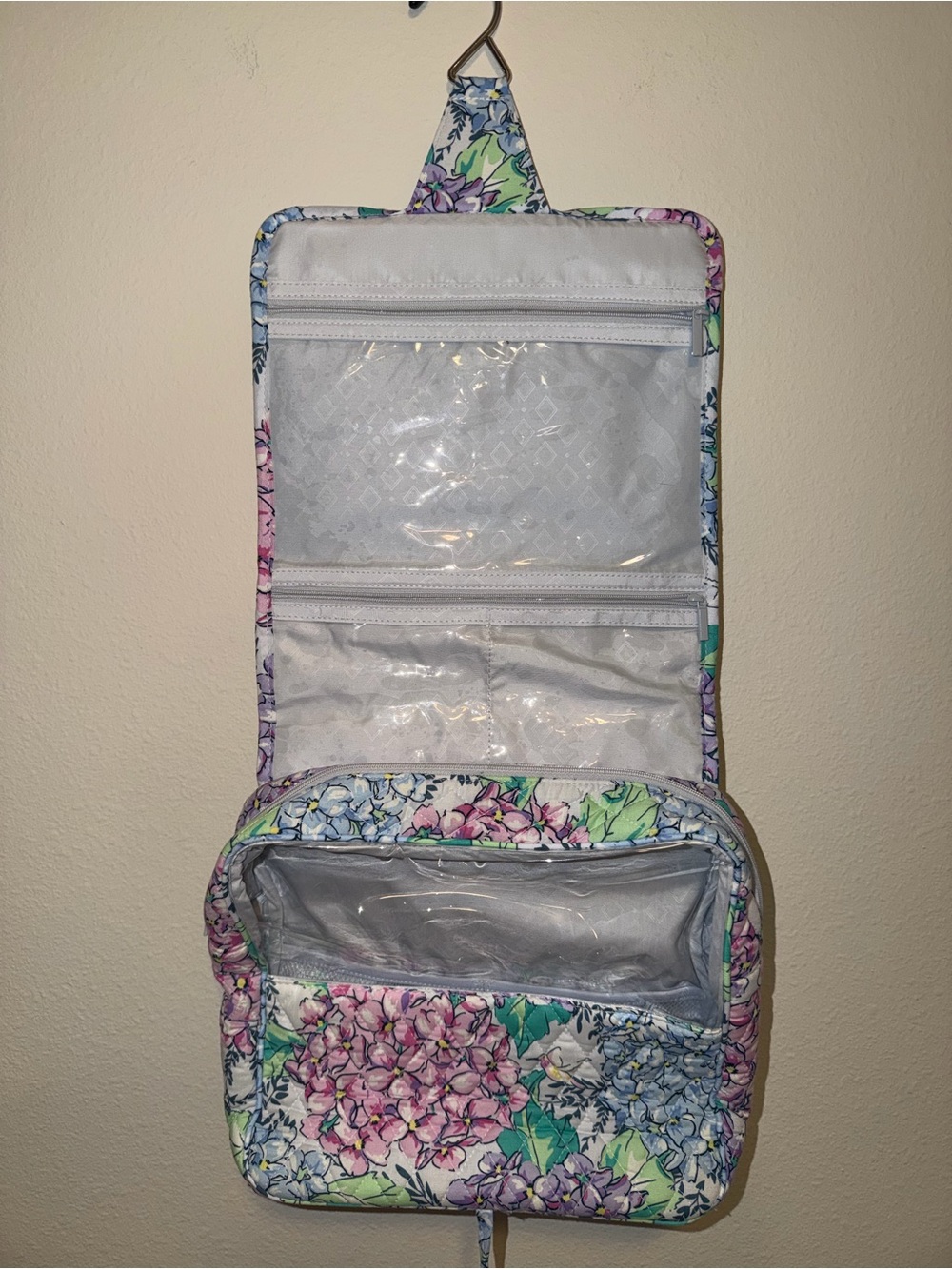 Vera Bradley Floral Hanging Cosmetic Organizer in Pink, Blue & Green